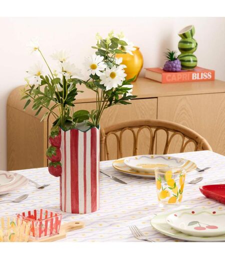 Vase Rayé en Dolomite Fruity 23cm Multicolore