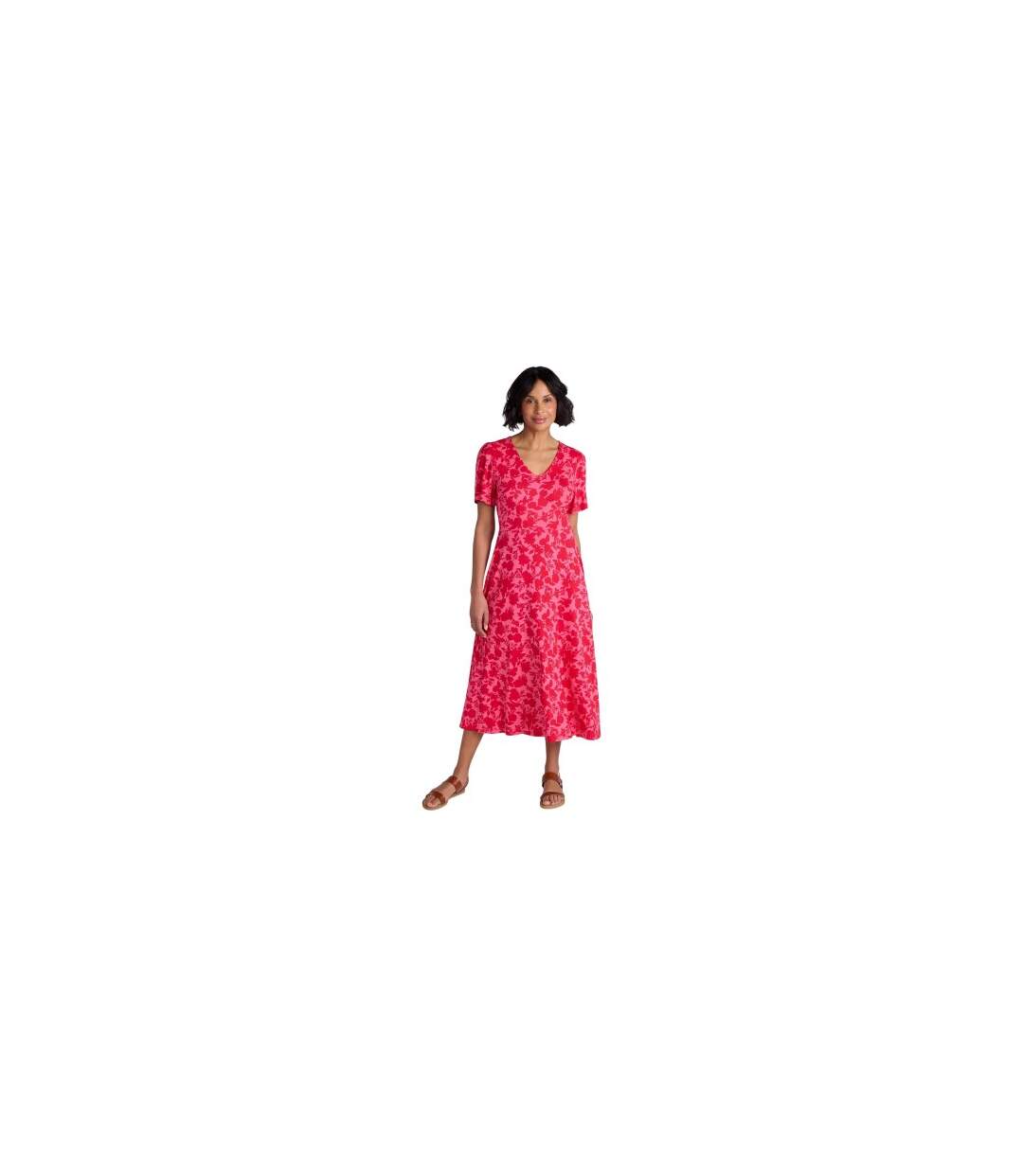 Womens/ladies Como Flowers Midi Dress Coral Mountain Warehouse-1