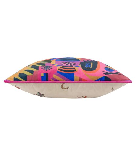 Eivissa velvet embroidered cushion cover 43cm x 43cm multicoloured Furn
