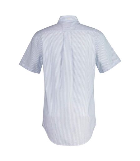 Mens Stripe Short-sleeved Button-down Shirt Light Blue Gant