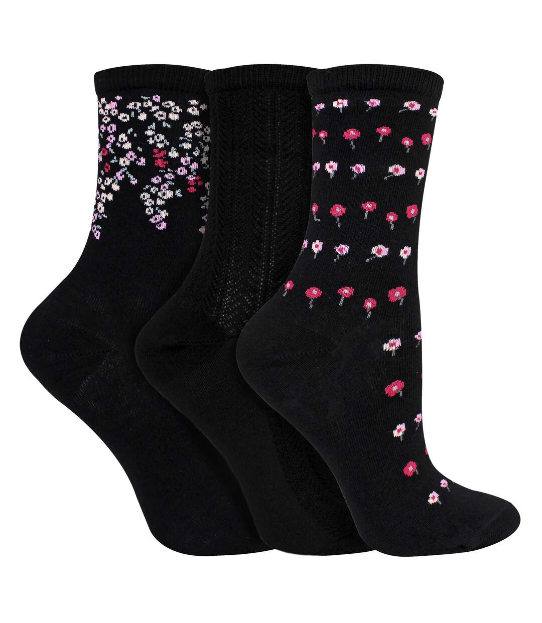 Sock Snob - 6 Paires Chaussettes Femme Fleuries en Coton Douces et Confortables-2