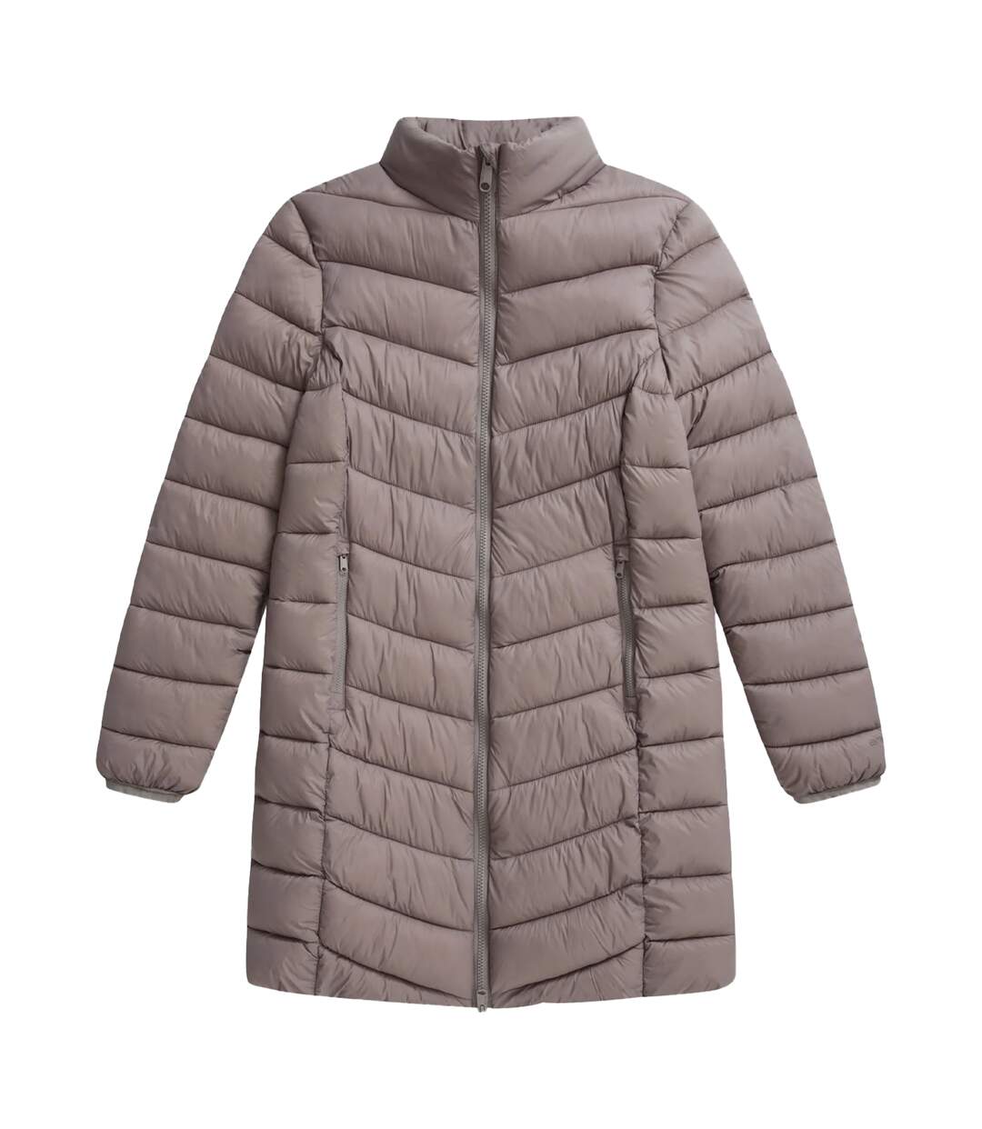 Womens/ladies Frankie Longline Padded Jacket Taupe Animal-1