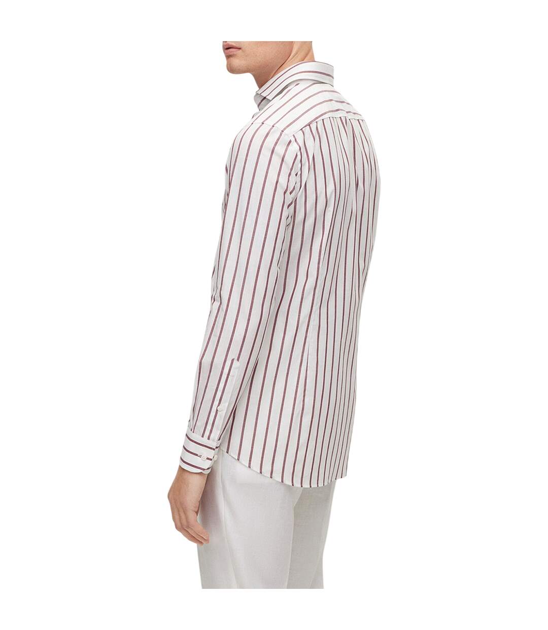 Chemise Manches Longues Motif/style À Rayures Homme Rouge Foncé Boss-2