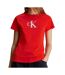 T-shirt Rouge Femme Calvin Klein Jeans Satin Ck - S