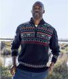 Men's Navy Patterned Half Zip Sweater Atlas For Men