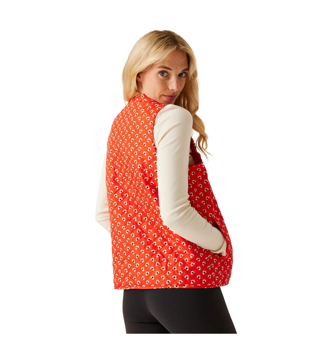 Womens/ladies orla kiely clover quilted body warmer red Regatta-3