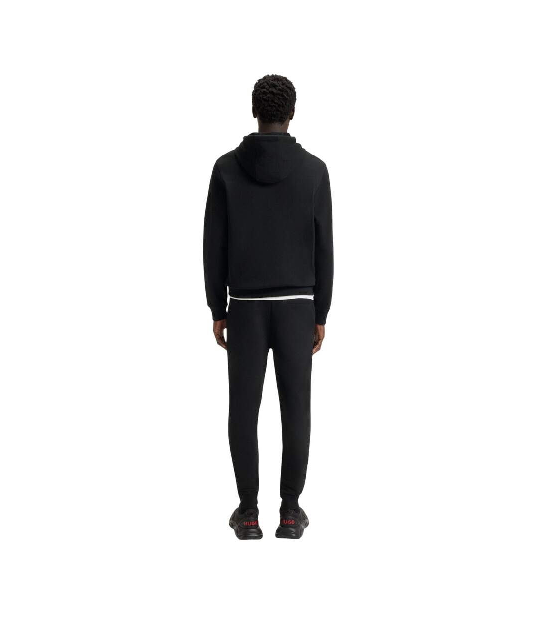 Mens Drawstring Hoodie Black Hugo-3