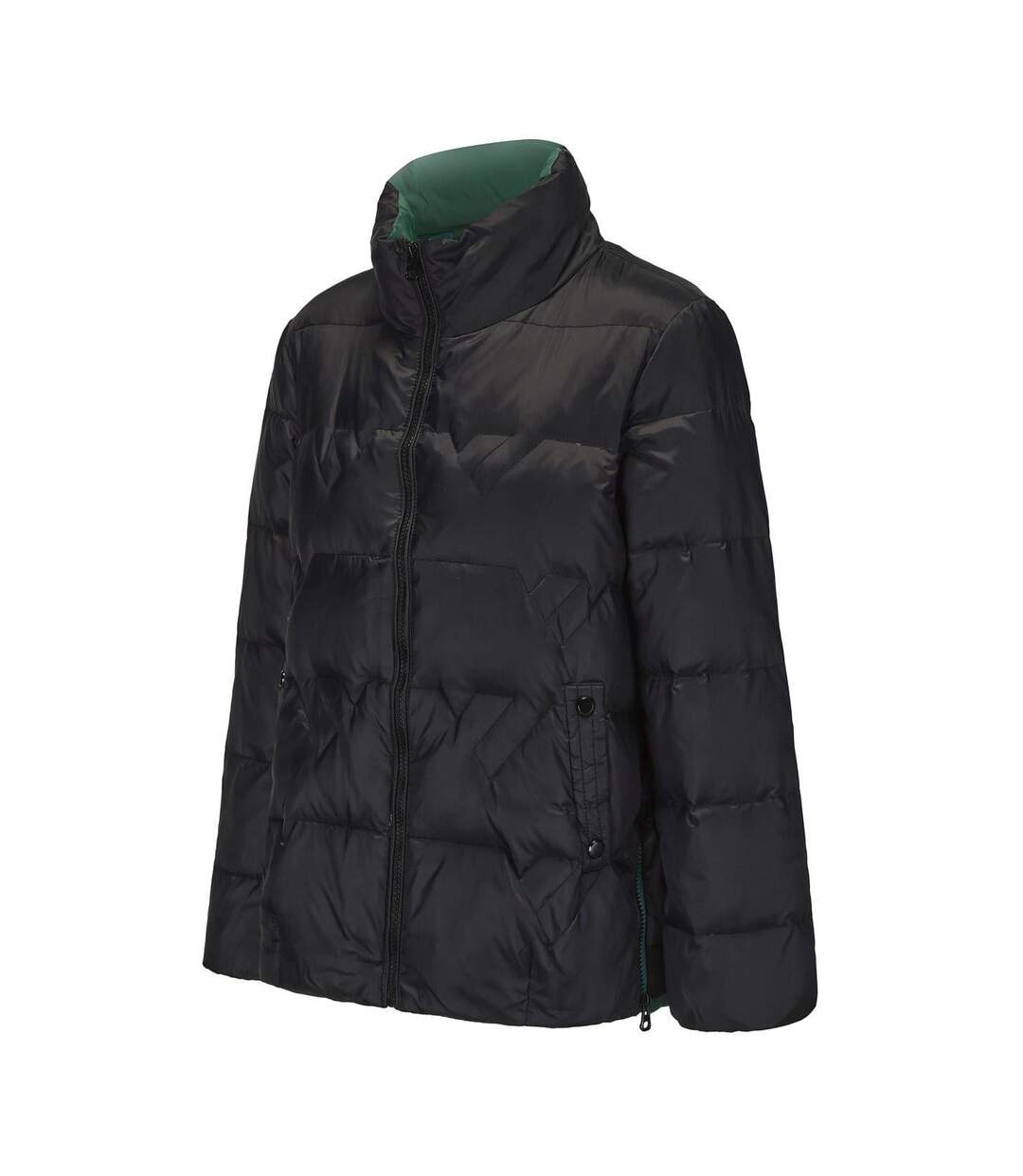 Womens/ladies Reversible Lightweight Slim Down Jacket Black Firetrap-3