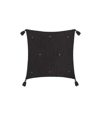 Coussin Déco à Pompons Millo 40x40cm Gris Foncé