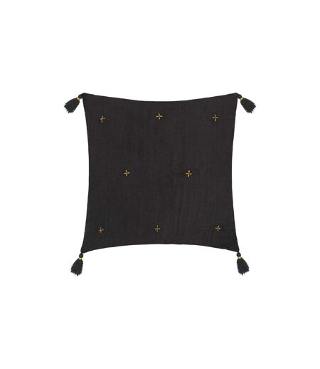 Coussin Déco à Pompons Millo 40x40cm Gris Foncé