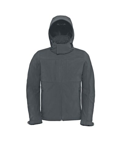 B&C Mens Hooded Softshell Breathable, Waterproof & Windproof Jacket (Fleece Lini (Dark Grey) - UTBC2001