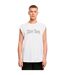 Mens New York Wording Sleeveless Tank Top Blanc Mister Tee-1