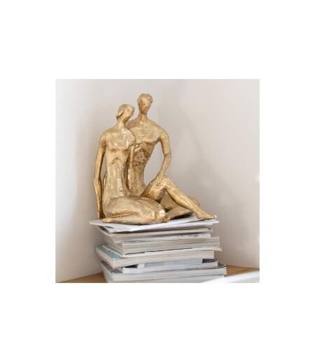 Statuette Couple Assis Brady 35cm Or