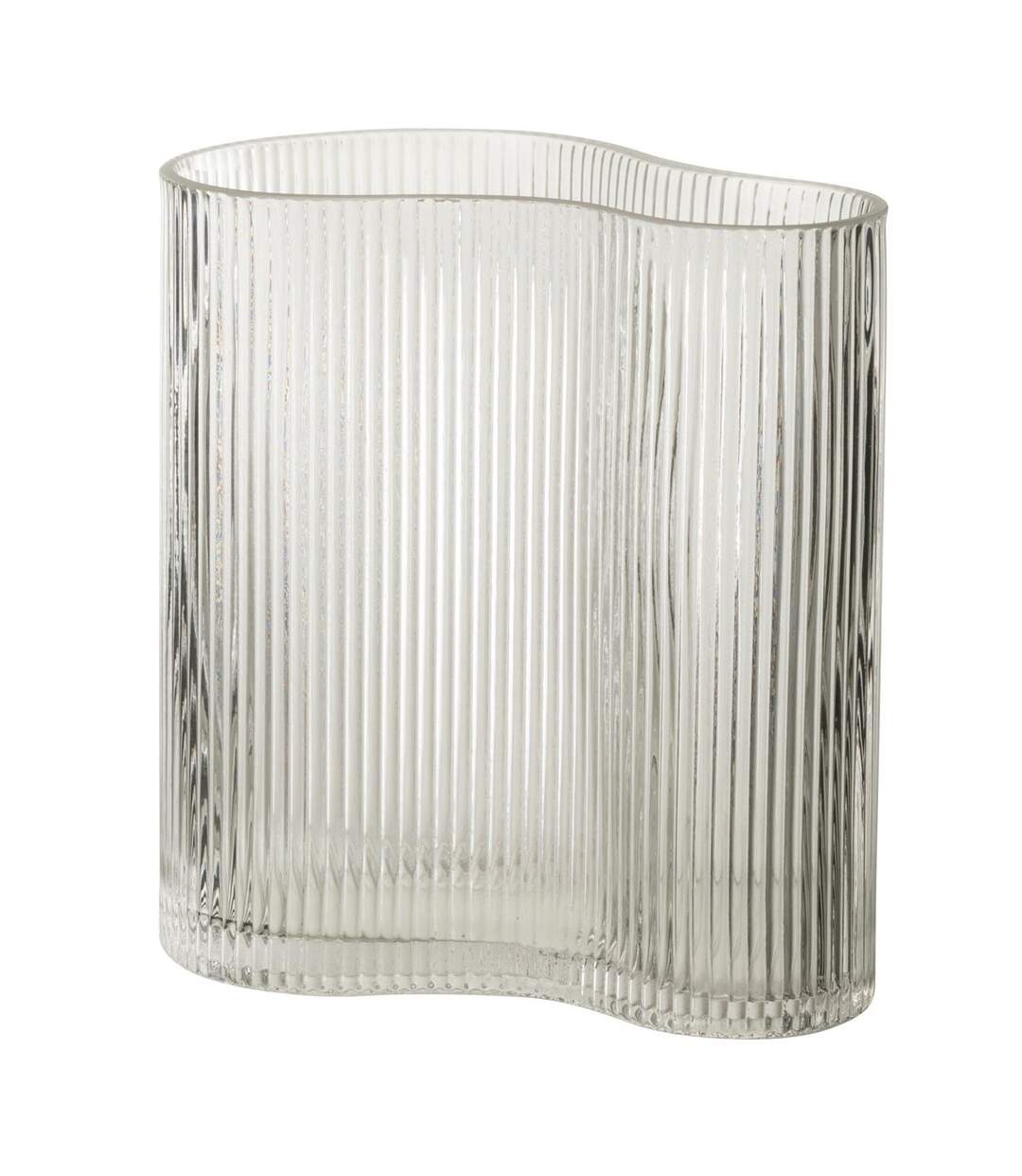 Vase Irrégulier en Verre Ligné 20cm Transparent-1