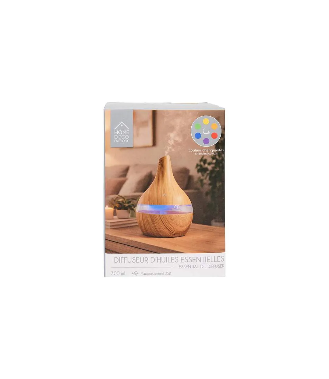 Diffuseur d'Huiles Essentielles LED Goutte 14cm Marron-3