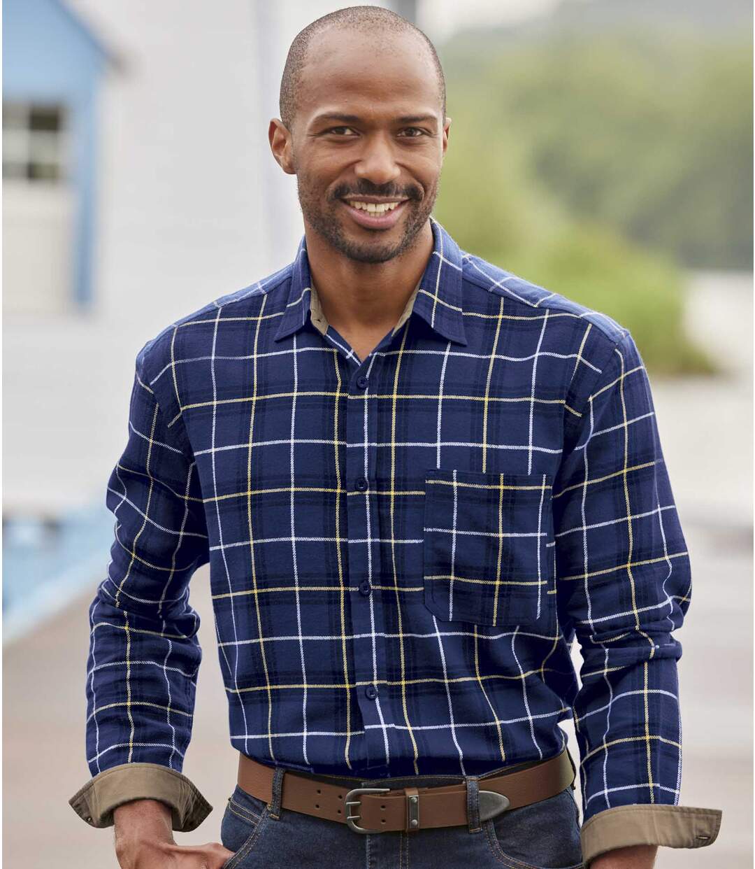 Men's Blue Checked Flannel Shirt