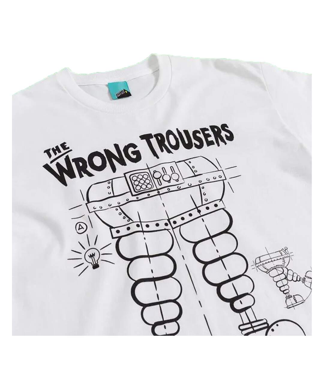 T-shirt Motif/style Plan The Wrong Trousers Adulte Blanc Wallace And Gromit-4