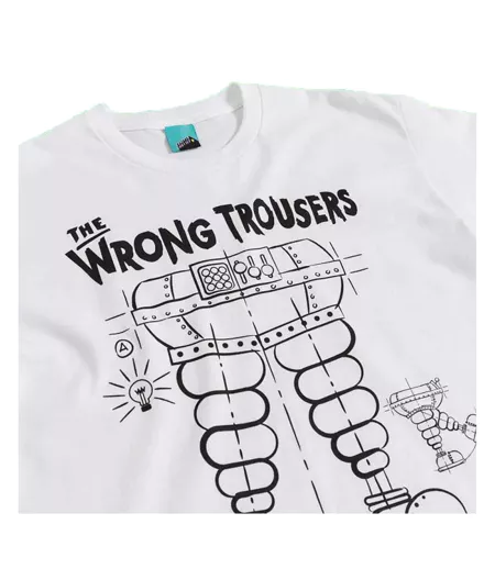 T-shirt Motif/style Plan The Wrong Trousers Adulte Blanc Wallace And Gromit
