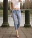 Jean femme Jeans Mom Fit Taille haute - Couleur bleu-4
