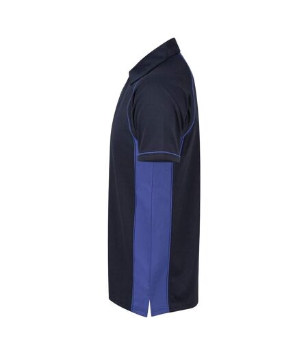 Mens Piped Performance Sports Polo Shirt Navy Royal Blue Finden & Hales