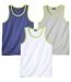 Pack of 3 Men's Sport & Leisure Vests - White Navy Grey