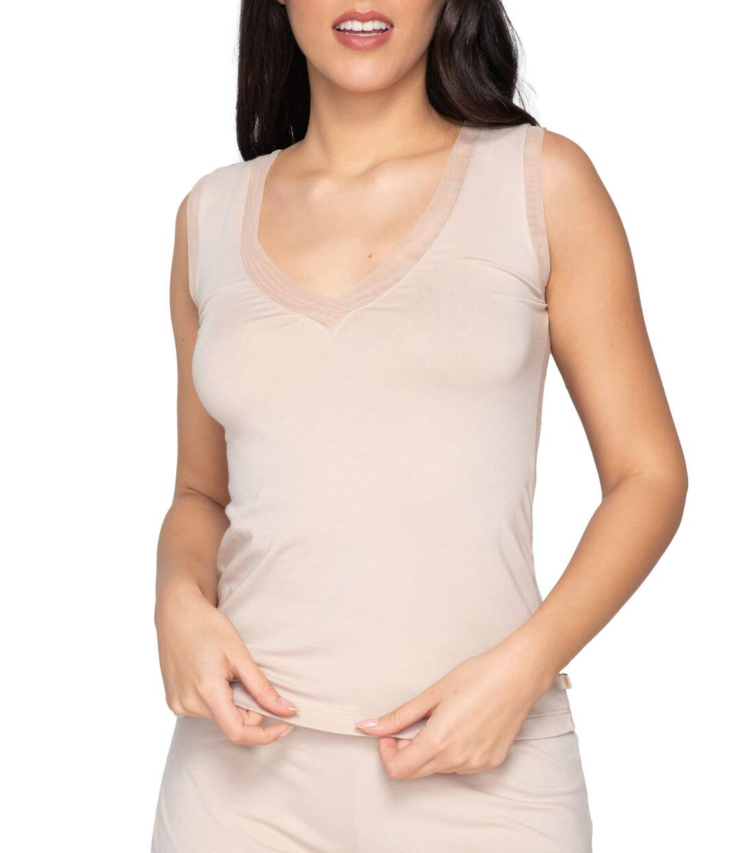 Top sans manches col V Cotton Touch Luna Splendida-1