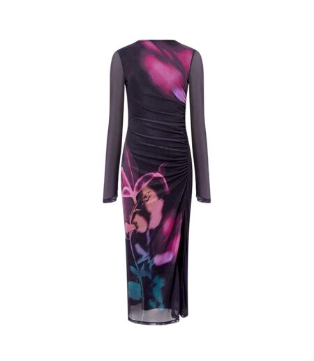 Robe Mi-longue Manches Longues Motif/style Floral Femme Noir French Connection