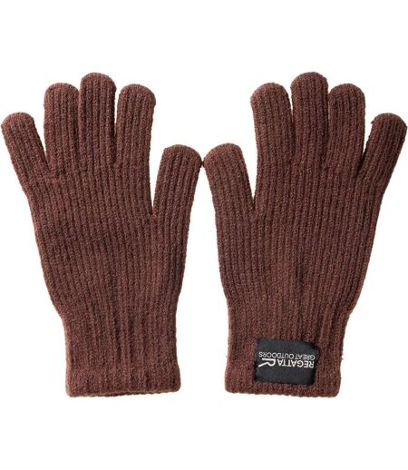 Gants Unis Et Côtelés En Acrylique Connora Adulte S-m Marron Rouge Regatta