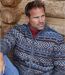 Blouson en tricot jacquard fourré sherpa homme - bleu