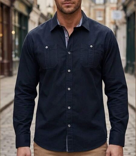 WINCHESTER TONIGHT1 — Chemise à carreaux manches longues noir : confort et texture en pur coton