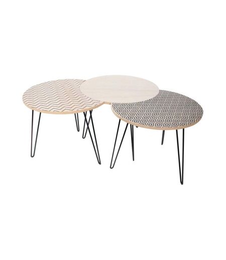 Table gigogne pieds fils (Lot de 3) Beige et blanc