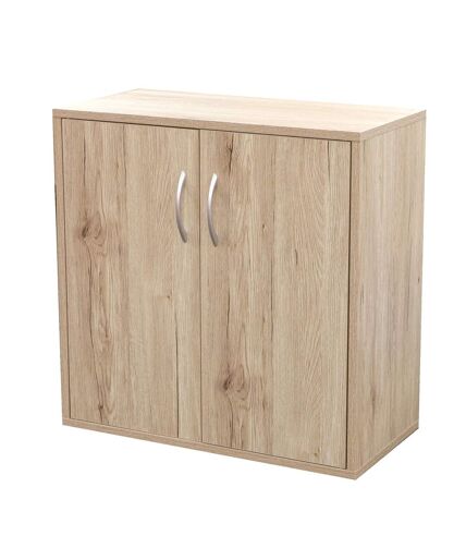 Meuble de rangement à 2 portes Pratik - Hauteur 58,50 cm - Bois clair