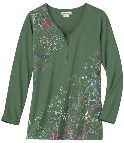 Women's Green Floral Top