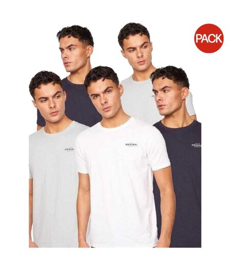 Pack Of 5  Mens Bailtee Logo Cotton T-shirt  Multicoloured Crosshatch