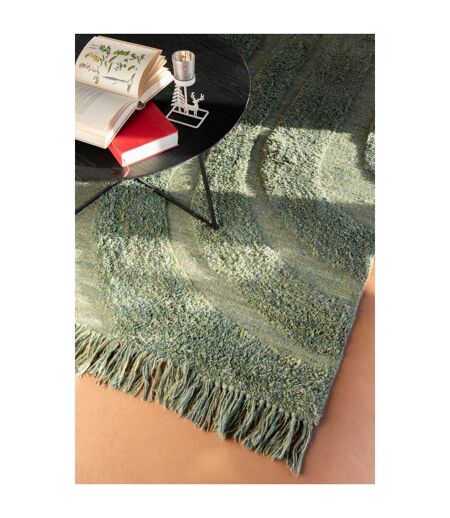 Tapis Déco en Laine Lignes Arrondies 200x300cm Kaki