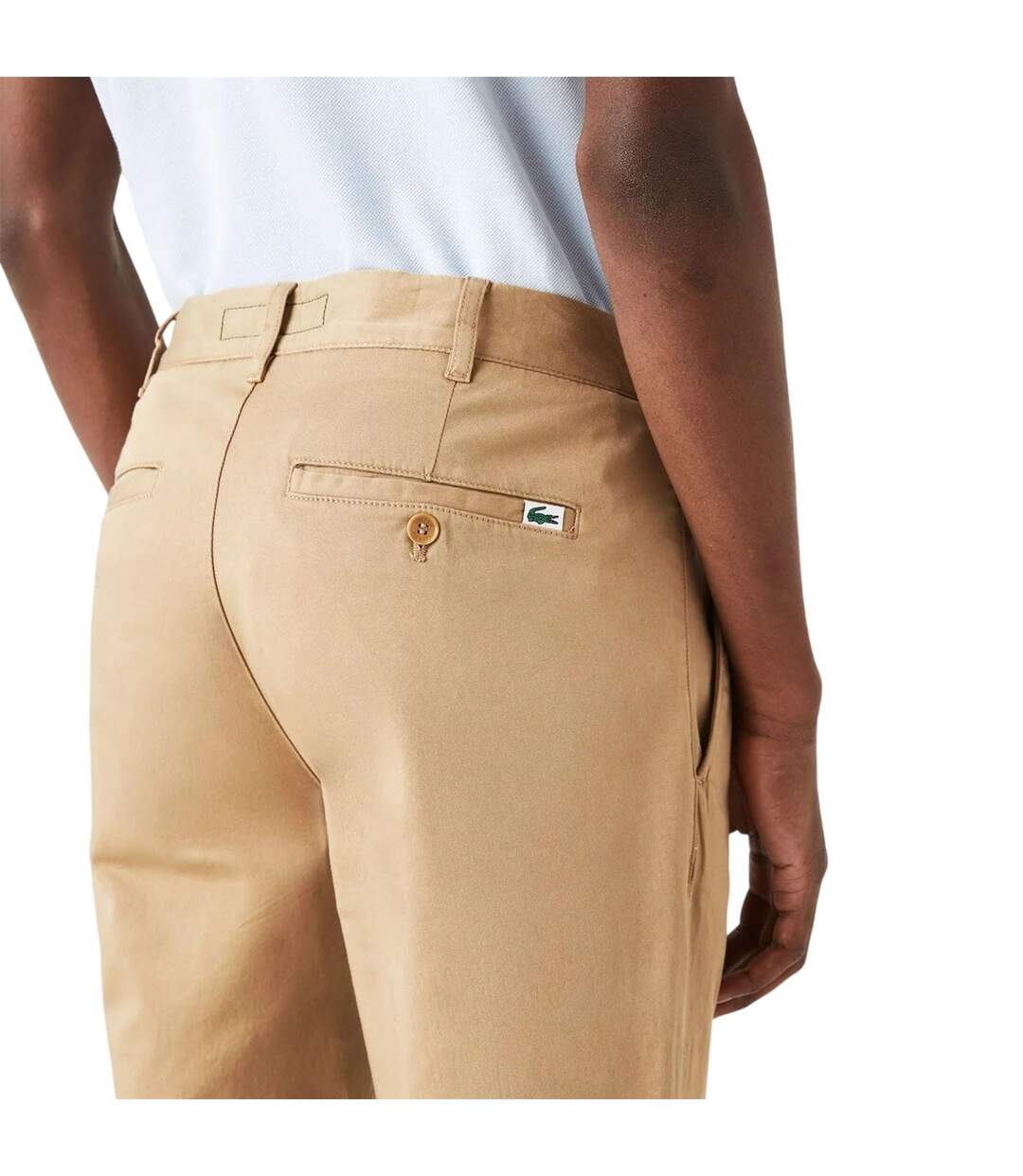 Mens Organic Cotton Slim Chinos Beige Lacoste-4
