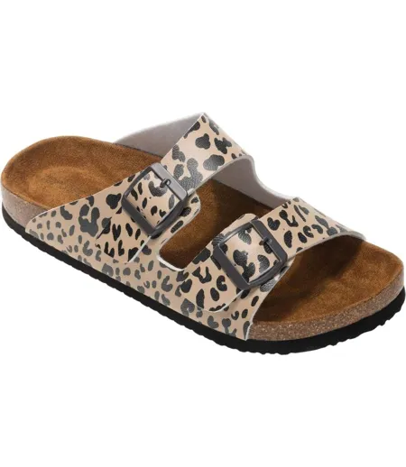 Sandales À Boucles Ajustables Motif/style Imprimé Léopard Mia Femme Beige Noir Léopard Regatta