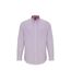 Premier Mens Striped Oxford Long-Sleeved Shirt (White/Pink)