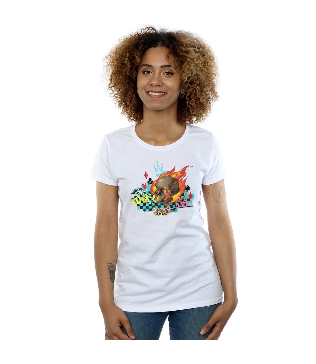 Disney T-shirt en coton Womens/Ladies Wreck It Ralph Race Skull (Blanc) - UTBI44926-2