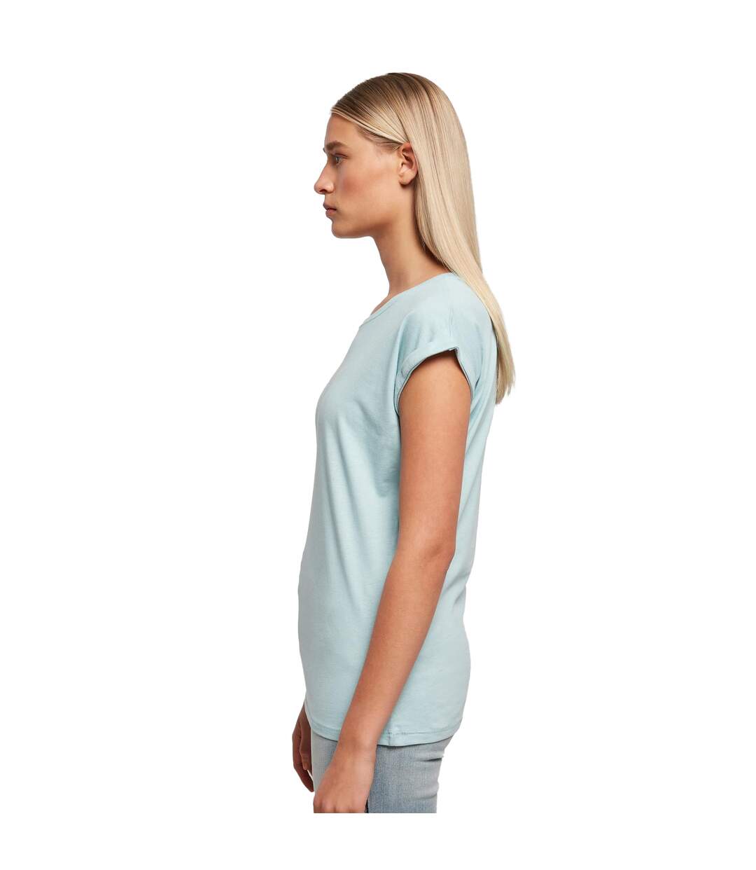 Womens/ladies extended shoulder t-shirt ocean blue Build Your Brand-4