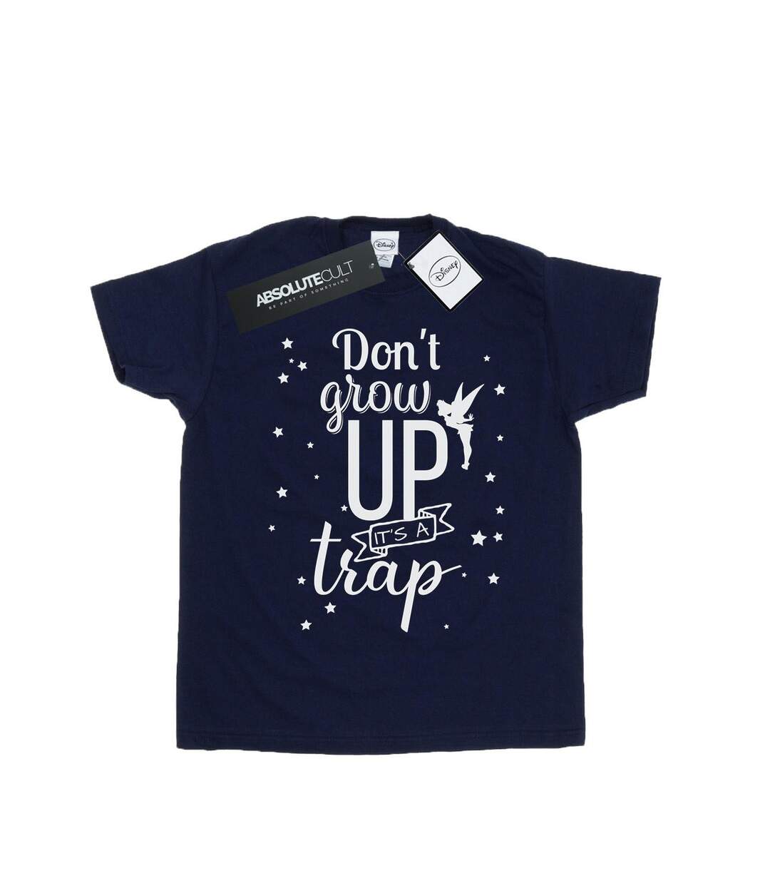 Disney Womens/Ladies Tinker Bell Don't Grow Up Cotton Boyfriend T-Shirt (Bleu marine) - UTBI46446-1