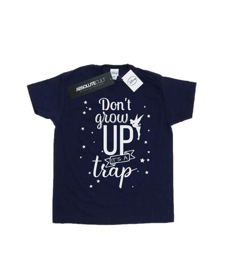 Disney Womens/Ladies Tinker Bell Don't Grow Up Cotton Boyfriend T-Shirt (Bleu marine) - UTBI46446