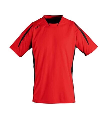 SOLS Mens Maracana 2 Short Sleeve Scoccer T-Shirt (Red/Black) - UTPC2810