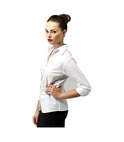 Premier 3/4 Sleeve Poplin Blouse / Plain Work Shirt (White)