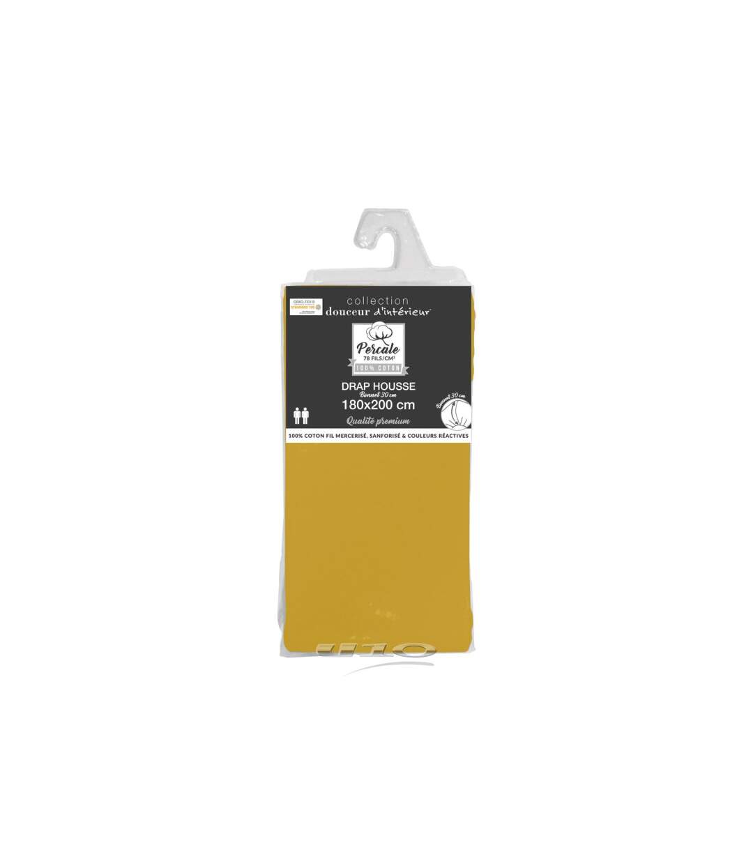 Drap Housse Percaline 180x200cm Ocre-4