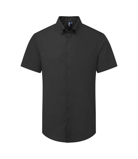Mens Supreme Oxford Short-sleeved Formal Shirt Black Premier