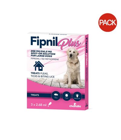 Pack of 3  Fipnil plus dog flea treatment  one size white/pink Chanelle