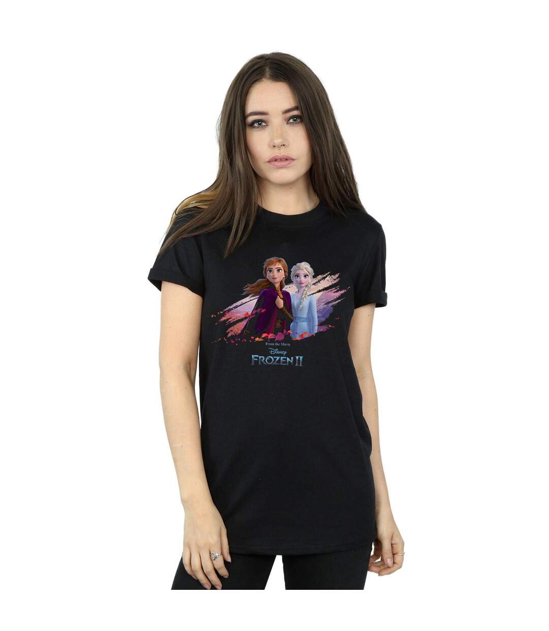 Disney - T-shirt FROZEN ELSA AND ANNA NATURE IS BEAUTIFUL - Femme (Noir) - UTBI24384-2