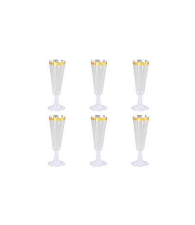 Lot de 6 Flûtes à Champagne Réutilisable Liseré 15cl Or