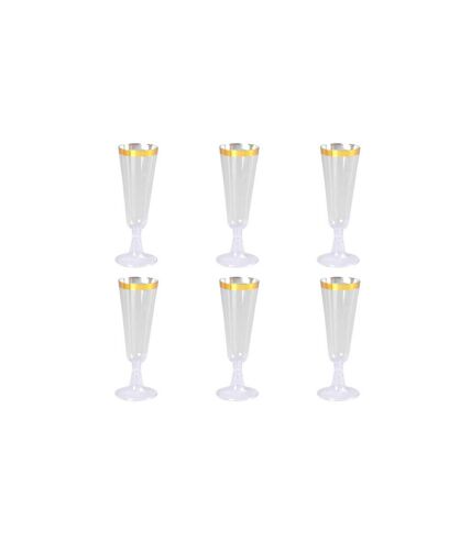 Lot de 6 Flûtes à Champagne Réutilisable Liseré 15cl Or